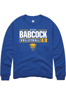 Olivia Babcock  Rally Pitt Panthers Mens Blue NIL Stacked Box Long Sleeve Crew Sweatshirt
