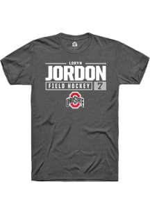 Loryn Jordon  Ohio State Buckeyes Dark Grey Rally NIL Stacked Box Short Sleeve T Shirt