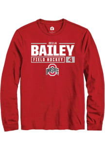 Zella Bailey  Ohio State Buckeyes Red Rally NIL Stacked Box Long Sleeve T Shirt
