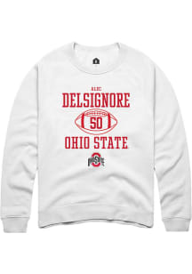 Alec DelSignore  Rally Ohio State Buckeyes Mens White NIL Sport Icon Long Sleeve Crew Sweatshirt