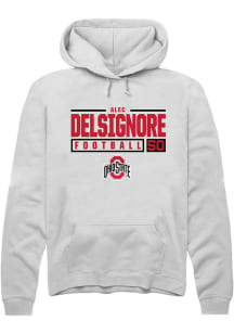 Alec DelSignore  Rally Ohio State Buckeyes Mens White NIL Stacked Box Long Sleeve Hoodie