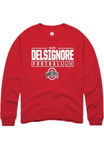 Alec DelSignore  Rally Ohio State Buckeyes Mens Red NIL Stacked Box Long Sleeve Crew Sweatshirt