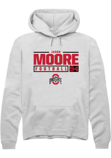 Jason Moore  Rally Ohio State Buckeyes Mens White NIL Stacked Box Long Sleeve Hoodie
