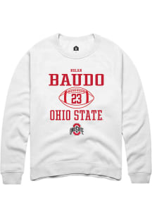 Nolan Baudo  Rally Ohio State Buckeyes Mens White NIL Sport Icon Long Sleeve Crew Sweatshirt