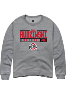 Ryan Rudzinski  Rally Ohio State Buckeyes Mens Graphite NIL Stacked Box Long Sleeve Crew Sweatshir..