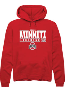 Caden Minniti  Rally Ohio State Buckeyes Mens Red NIL Stacked Box Long Sleeve Hoodie
