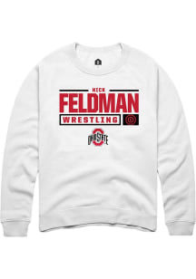 Nick Feldman  Rally Ohio State Buckeyes Mens White NIL Stacked Box Long Sleeve Crew Sweatshirt