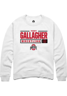 Paddy Gallagher  Rally Ohio State Buckeyes Mens White NIL Stacked Box Long Sleeve Crew Sweatshirt