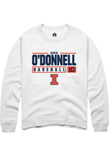 Aden O'Donnell  Rally Illinois Fighting Illini Mens White NIL Stacked Box Long Sleeve Crew Sweatsh..