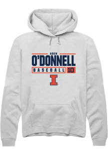 Aden O'Donnell  Rally Illinois Fighting Illini Mens White NIL Stacked Box Long Sleeve Hoodie