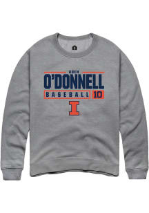 Aden O'Donnell  Rally Illinois Fighting Illini Mens Graphite NIL Stacked Box Long Sleeve Crew Swea..