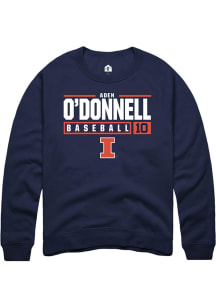 Aden O'Donnell  Rally Illinois Fighting Illini Mens Navy Blue NIL Stacked Box Long Sleeve Crew Swe..