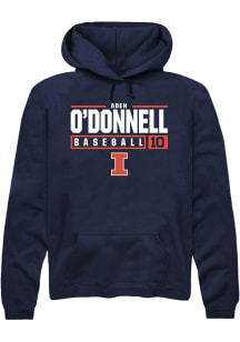 Aden O'Donnell  Rally Illinois Fighting Illini Mens Navy Blue NIL Stacked Box Long Sleeve Hoodie