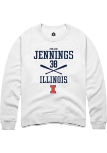 Collin Jennings  Rally Illinois Fighting Illini Mens White NIL Sport Icon Long Sleeve Crew Sweatsh..