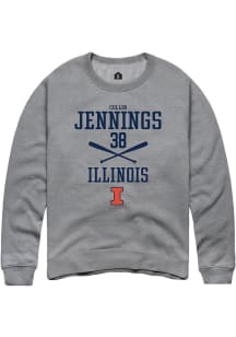 Collin Jennings  Rally Illinois Fighting Illini Mens Graphite NIL Sport Icon Long Sleeve Crew Swea..