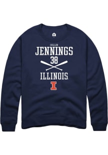 Collin Jennings  Rally Illinois Fighting Illini Mens Navy Blue NIL Sport Icon Long Sleeve Crew Swe..