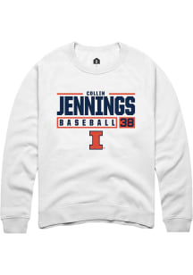 Collin Jennings  Rally Illinois Fighting Illini Mens White NIL Stacked Box Long Sleeve Crew Sweats..