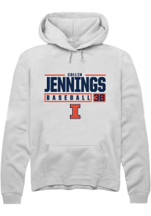 Collin Jennings  Rally Illinois Fighting Illini Mens White NIL Stacked Box Long Sleeve Hoodie