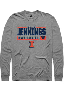 Collin Jennings  Illinois Fighting Illini Graphite Rally NIL Stacked Box Long Sleeve T Shirt