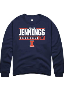 Collin Jennings  Rally Illinois Fighting Illini Mens Navy Blue NIL Stacked Box Long Sleeve Crew Sw..