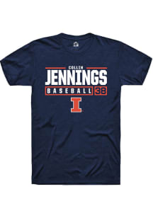 Collin Jennings  Illinois Fighting Illini Navy Blue Rally NIL Stacked Box Short Sleeve T Shirt