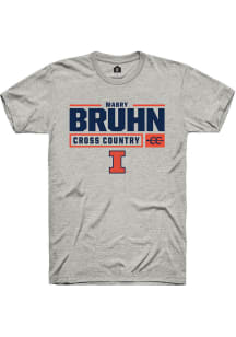 Mabry Bruhn  Illinois Fighting Illini Ash Rally NIL Stacked Box Short Sleeve T Shirt