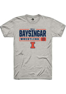 Will Baysingar  Illinois Fighting Illini Ash Rally NIL Stacked Box Short Sleeve T Shirt