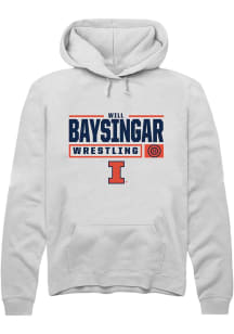 Will Baysingar  Rally Illinois Fighting Illini Mens White NIL Stacked Box Long Sleeve Hoodie