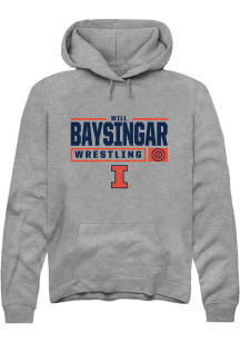 Will Baysingar  Rally Illinois Fighting Illini Mens Graphite NIL Stacked Box Long Sleeve Hoodie