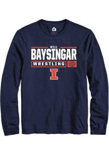 Will Baysingar  Illinois Fighting Illini Navy Blue Rally NIL Stacked Box Long Sleeve T Shirt