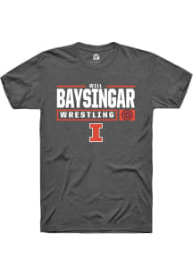 Will Baysingar  Illinois Fighting Illini Dark Grey Rally NIL Stacked Box Short Sleeve T Shirt