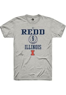 AJ Redd  Illinois Fighting Illini Ash Rally NIL Sport Icon Short Sleeve T Shirt