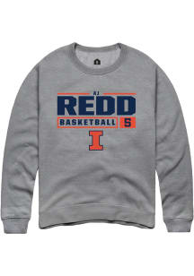AJ Redd  Rally Illinois Fighting Illini Mens Graphite NIL Stacked Box Long Sleeve Crew Sweatshirt