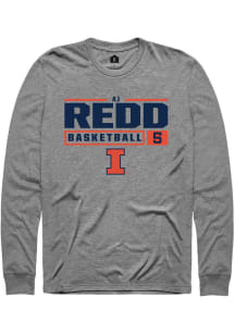 AJ Redd  Illinois Fighting Illini Graphite Rally NIL Stacked Box Long Sleeve T Shirt
