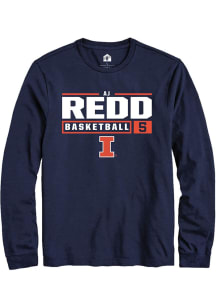 AJ Redd  Illinois Fighting Illini Navy Blue Rally NIL Stacked Box Long Sleeve T Shirt