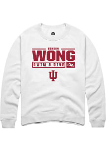 Benson Wong  Rally Indiana Hoosiers Mens White NIL Stacked Box Long Sleeve Crew Sweatshirt