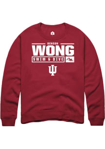 Benson Wong  Rally Indiana Hoosiers Mens Red NIL Stacked Box Long Sleeve Crew Sweatshirt