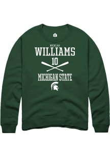 Nicklas Williams  Rally Michigan State Spartans Mens Green NIL Sport Icon Long Sleeve Crew Sweatsh..
