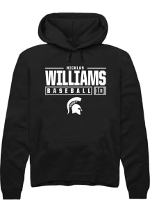 Nicklas Williams  Rally Michigan State Spartans Mens Black NIL Stacked Box Long Sleeve Hoodie