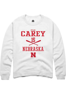Dylan Carey  Rally Nebraska Cornhuskers Mens White NIL Sport Icon Long Sleeve Crew Sweatshirt