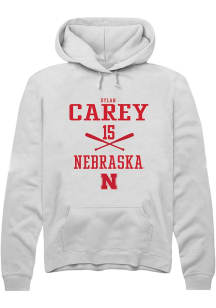 Dylan Carey  Rally Nebraska Cornhuskers Mens White NIL Sport Icon Long Sleeve Hoodie