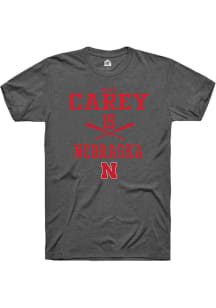 Dylan Carey  Nebraska Cornhuskers Dark Grey Rally NIL Sport Icon Short Sleeve T Shirt