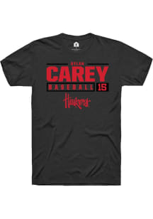 Dylan Carey  Nebraska Cornhuskers Black Rally NIL Stacked Box Short Sleeve T Shirt