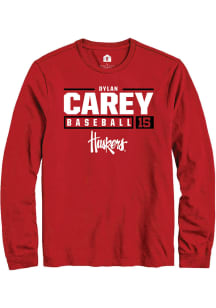 Dylan Carey  Nebraska Cornhuskers Red Rally NIL Stacked Box Long Sleeve T Shirt
