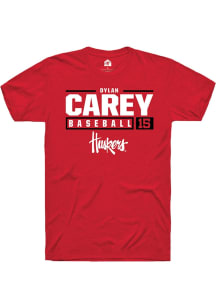 Dylan Carey  Nebraska Cornhuskers Red Rally NIL Stacked Box Short Sleeve T Shirt