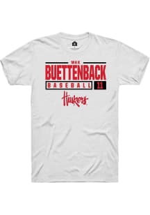 Max Buettenback  Nebraska Cornhuskers White Rally NIL Stacked Box Short Sleeve T Shirt