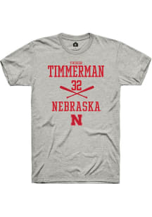 Tucker Timmerman  Nebraska Cornhuskers Ash Rally NIL Sport Icon Short Sleeve T Shirt