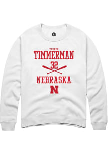 Tucker Timmerman  Rally Nebraska Cornhuskers Mens White NIL Sport Icon Long Sleeve Crew Sweatshirt