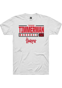 Tucker Timmerman  Nebraska Cornhuskers White Rally NIL Stacked Box Short Sleeve T Shirt