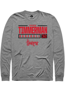 Tucker Timmerman  Nebraska Cornhuskers Graphite Rally NIL Stacked Box Long Sleeve T Shirt